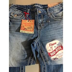 Amethyst Mid Rise Flare Faded Womens Jeans NWT 30x33